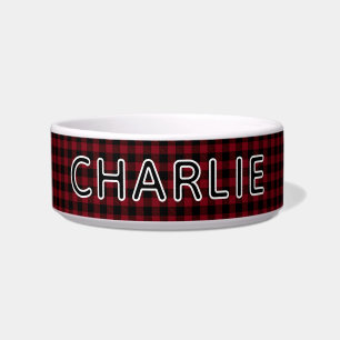 Red Kariert Pattern Weihnachten Personalisierter H Napf