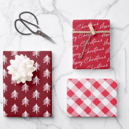 Red Kariert Patterns Weihnachtswrapping Paper Shee Geschenkpapier Set