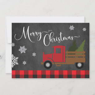 Red Kariert Red Christmas Truckcard Feiertagskarte