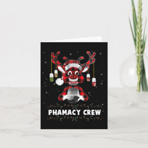 Red Kariert Reindeer Pharmacy Crew Weihnachten Karte