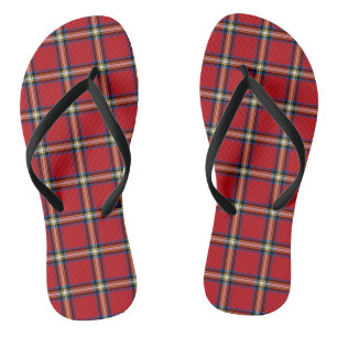 Red Kariert, Royal Stewart Tartan Flip Flops