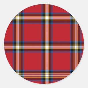 Red Kariert, Royal Stewart Tartan Runder Aufkleber