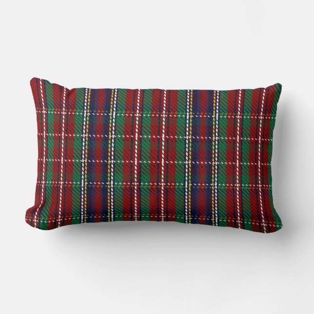 Red Kariert Scottish Rustic Flannel Print Lendenkissen (Vorderseite)