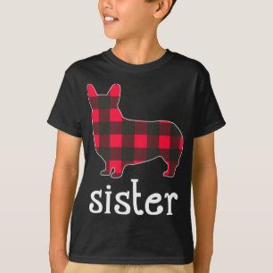 Red Kariert Sister Corgi Christmas Matching Family T-Shirt