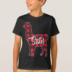 Red Kariert Sister Llama Christmas Matching Family T-Shirt