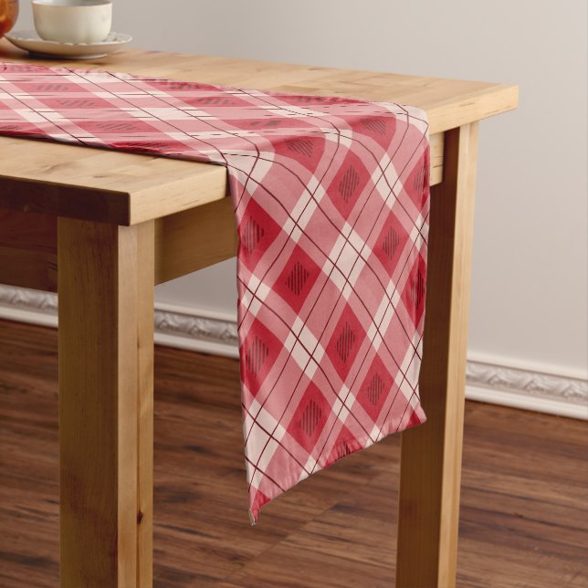 Red Kariert Table Runner Mittelgroßer Tischläufer (Beispiel)