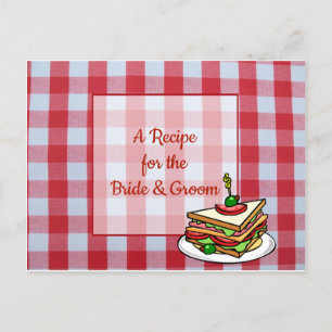 Red Kariert Tablecloth Wedding Rezept Card Postkarte
