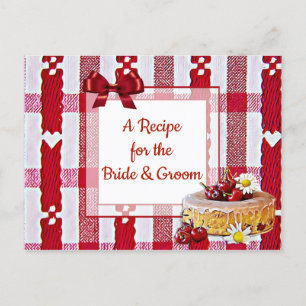 Red Kariert Tablecloth Wedding Rezept Card Postkarte