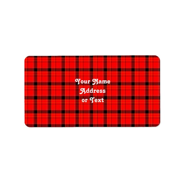 Red Kariert Tartan Pattern Adressaufkleber (Vorne)