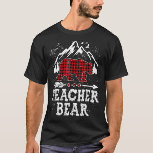 Red Kariert Teacher Bear Matching Family Pajama Ch T-Shirt