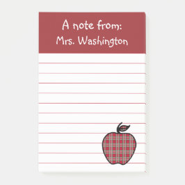 Red Kariert Teacher's Apple Post Notizen