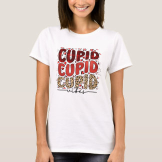 Red Kariert und Leopard Print Cupid Vibes T - Shir T-Shirt