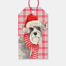 Red Kariert und Schnauzer Dog Weihnachten Geschenkanhänger