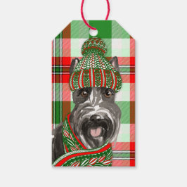 Red Kariert und Scottish Terrier Dog Weihnachten Geschenkanhänger