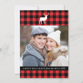 Red Kariert und White Stag | Fotokarte für den Url Feiertagskarte