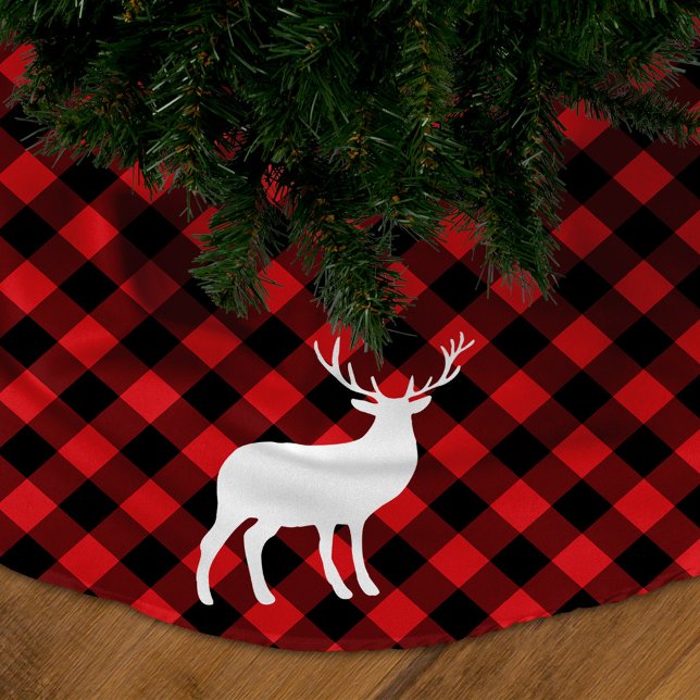 Red Kariert und White Stag | Urlaub Polyester Weihnachtsbaumdecke (Von Creator hochgeladen)