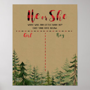 Red Kariert Wood Lumberjack Voting Board Poster