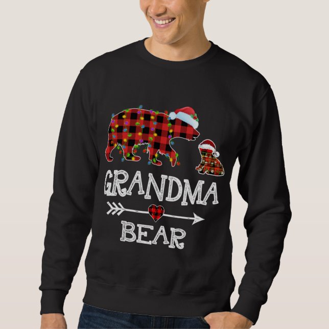 Red Kariert Xmas Matching Family Weihnachten Oma B Sweatshirt (Vorderseite)
