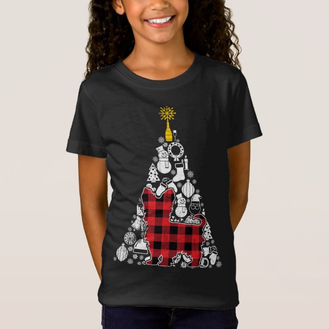 Red Kariert Yorkshire Yorkie Dog Christmas Tree Or T-Shirt (Vorderseite)