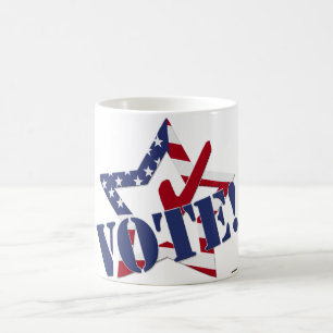 Red Karo Blue Voice mit US Flag Star Kaffeetasse