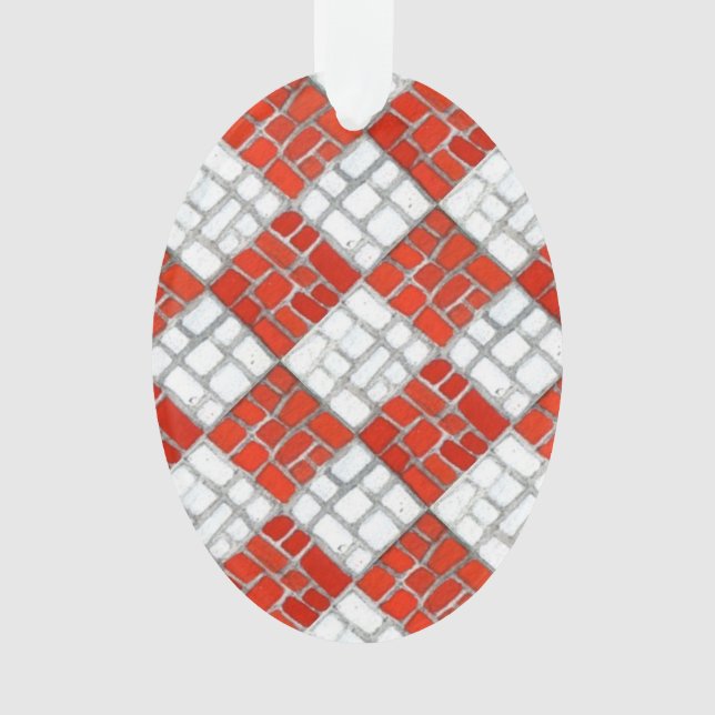 RED KARO MOSAIC Acrylic Oval Ornament (Vorderseite)