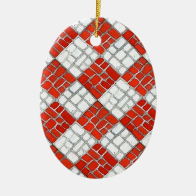 RED KARO MOSAIC Keramik Oval Ornament (Vorne)