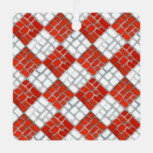 RED KARO MOSAIC Metal Square Ornament