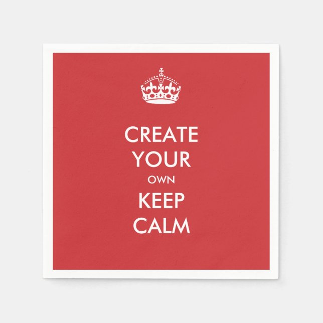 Red Keep Calm und Carry on Party Paper Napkins Serviette (Vorderseite)