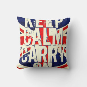 Red KEEP CALM UND Carry on UK Pillow Kissen