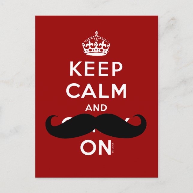 Red Keep Calm und Tragen auf Mustache Spaß Postkar Postkarte (Vorderseite)