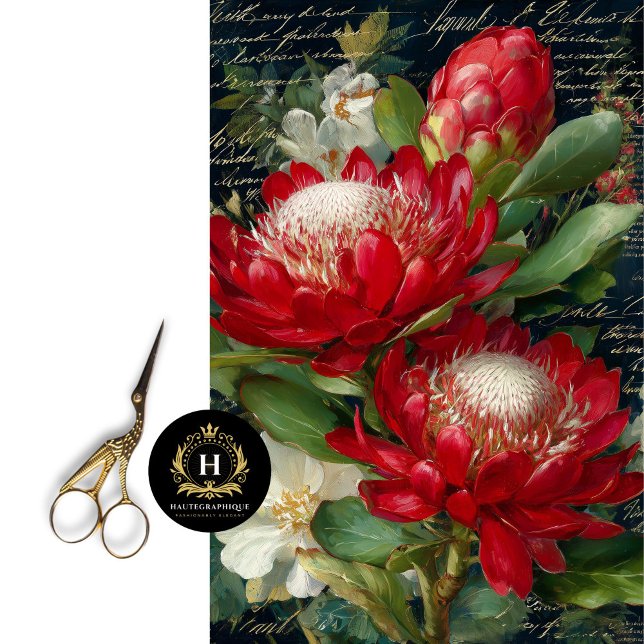 Red King Protea Blume Decoupage Seidenpapier (Cover Coasters & Placemats for a Cohesive Table)