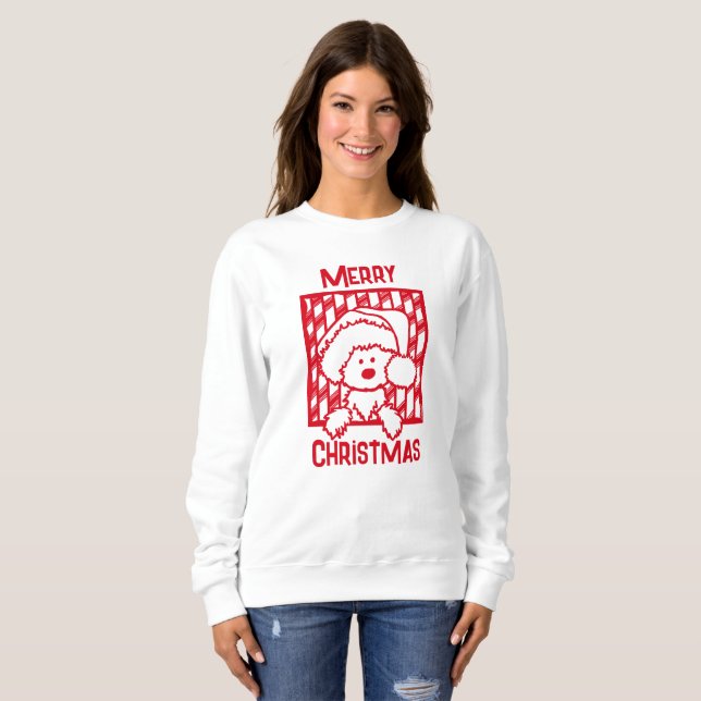 Red KiniArt Westie Dog Christmas Sweatshirt (Vorne ganz)