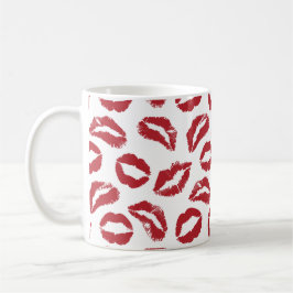 Red Kiss Lips Pattern Mug – Bold & Flirty Kaffeetasse