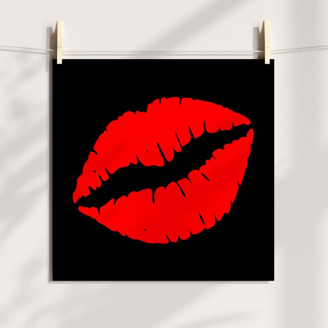 Red Kiss Poster (Red Kiss on Black Poster)
