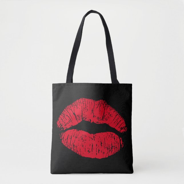 Red Kissing Lips auf schwarz (Vorderseite)