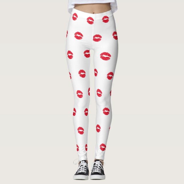 Red Kissing Lips Leggings (Vorderseite)