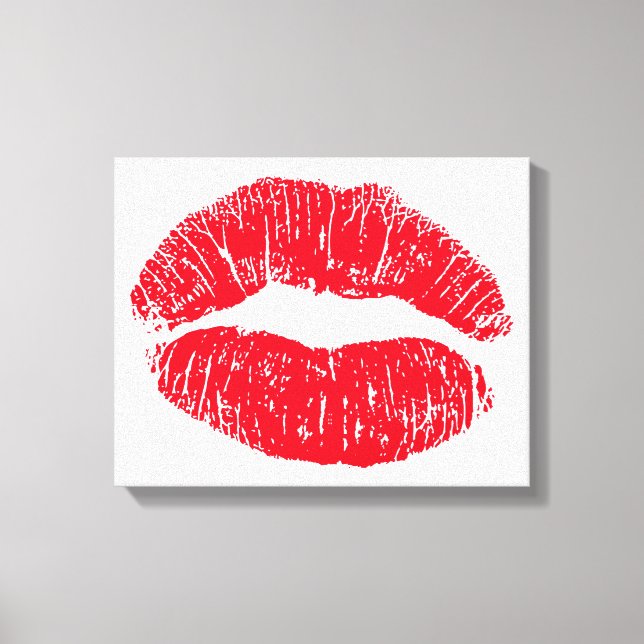 Red Kissing Lips Leinwanddruck (Vorderseite)