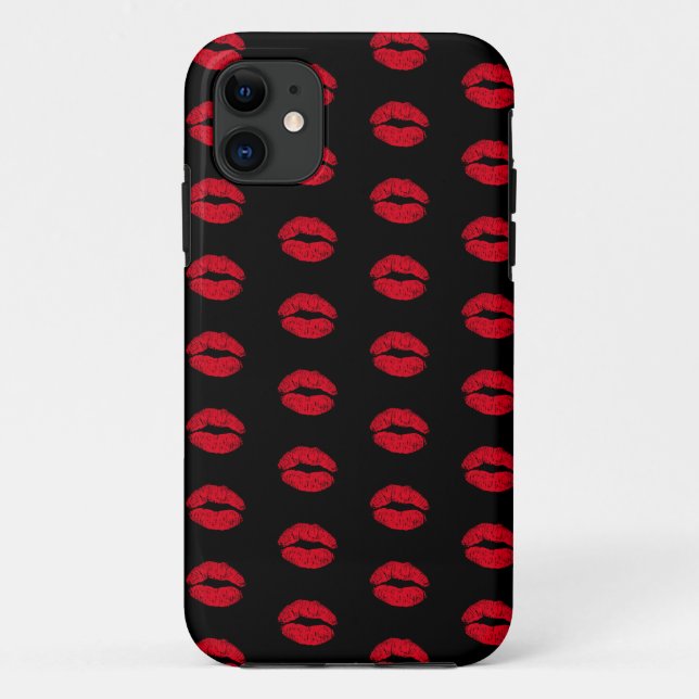 Red Kissing Lips Muster Case-Mate iPhone Hülle (Rückseite)