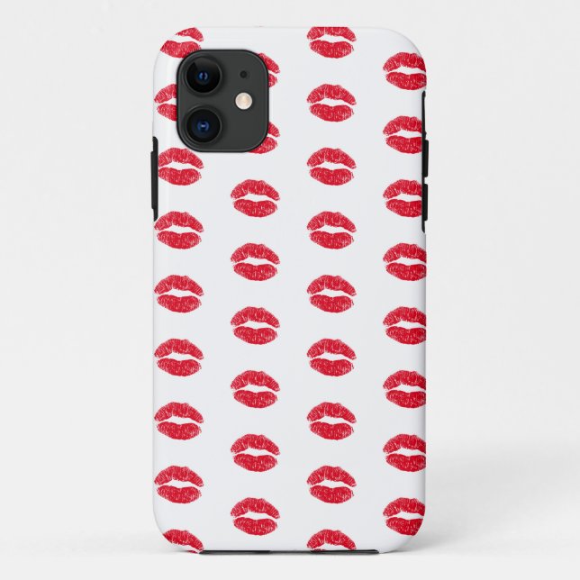 Red Kissing Lips Muster Case-Mate iPhone Hülle (Rückseite)