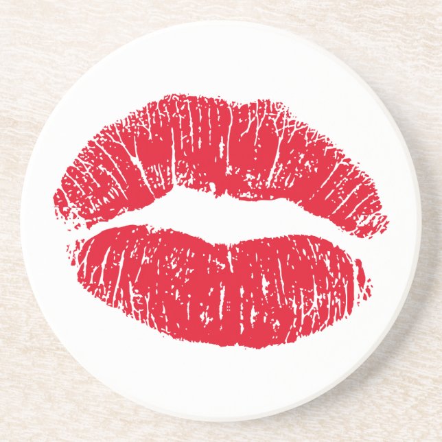 Red Kissing Lips Untersetzer (Vorne)