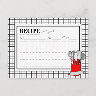 Red Kitchen Utensil Caddy Rolling Button Rezeptkar Postkarte