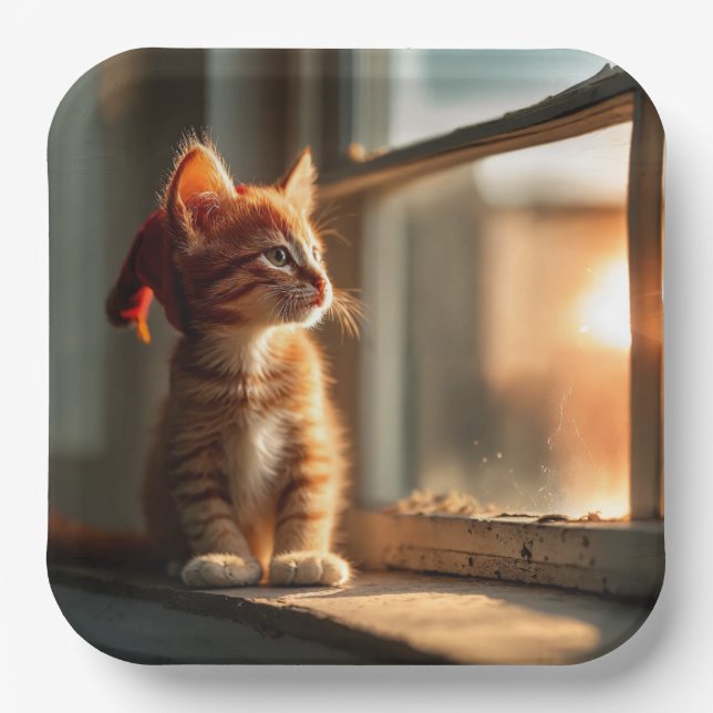 "Red Kitten Sunset Party Paper Tellers" Pappteller (Vorderseite)
