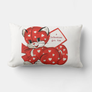 Red Kitten Valentine Lumbar Kissen