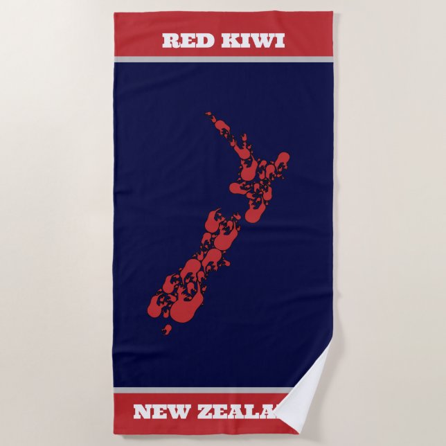 Red Kiwi New Zealand Beach Towel Strandtuch (Vorderseite)