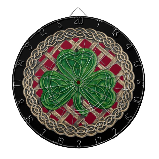 Red Kleeblatt on Celtic Knots Dart Board Dartscheibe (vorne)