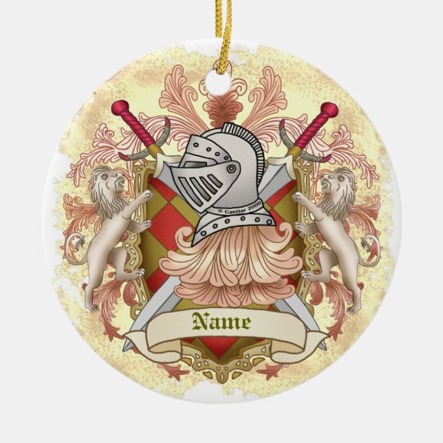 Red Knight Familienwappen Nachname Keramik Ornament (Vorne)