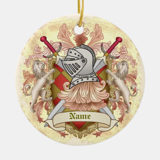 Red Knight Familienwappen Nachname Keramik Ornament (Vorne)