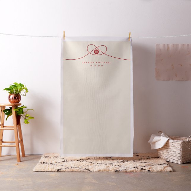 Red Knot Double Happiness Wedding Foto Hintergrund Stoff (Beispiel)