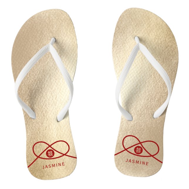 Red Knot Gewerkschaft Double Happiness Chinesische Flip Flops (Fußbett)