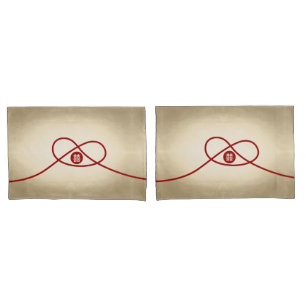Red Knot Gewerkschaft Double Happiness Chinesische Kissenbezug
